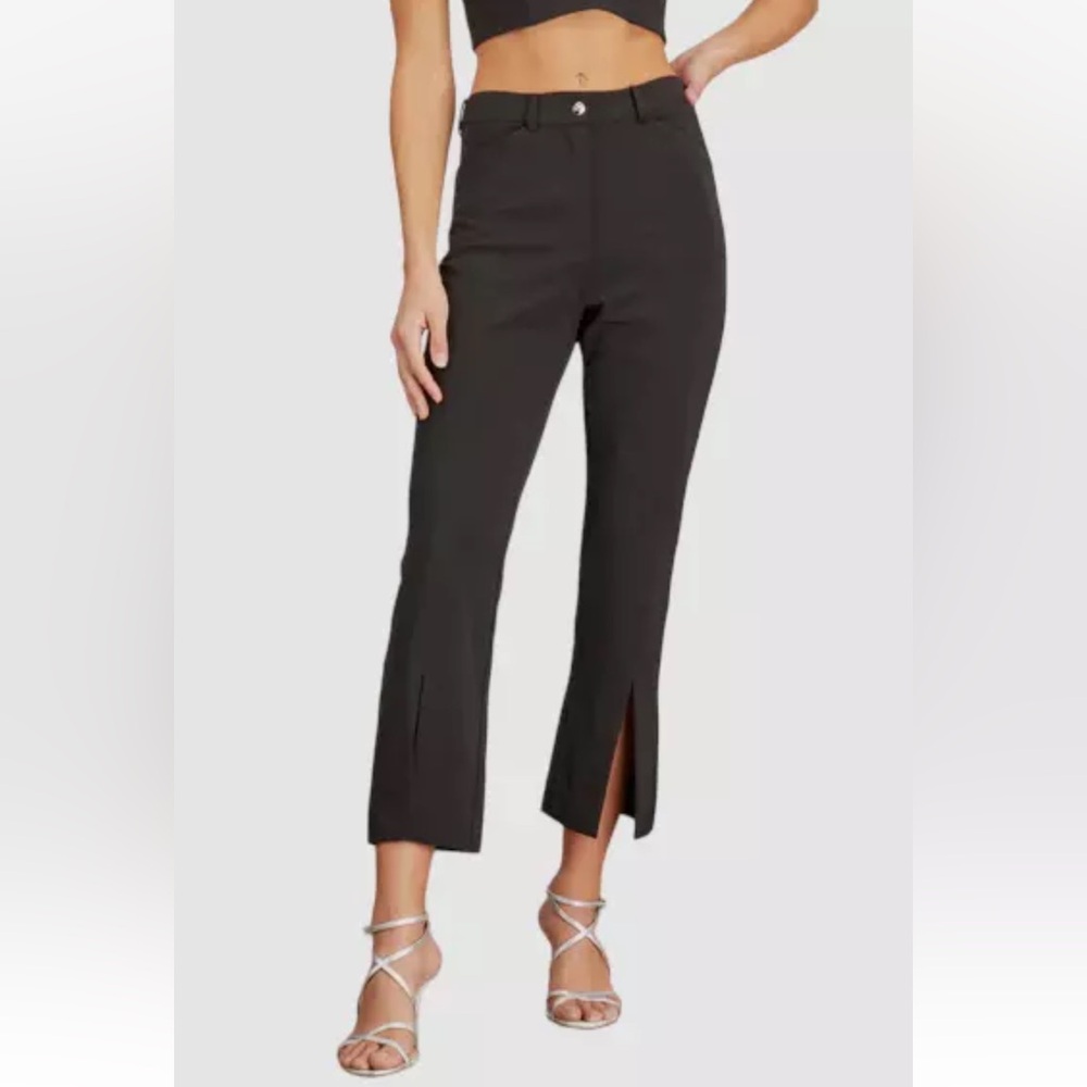 JONATHAN SIMKHAI Women's Black High-Rise Front Slit Dress Pants 2
